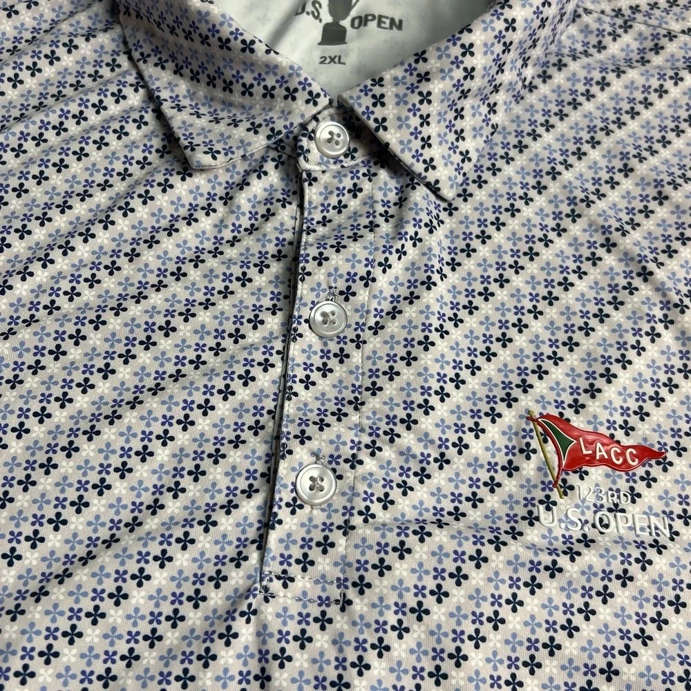 LACC 123rd US Open Golf Polo‎ Shirt Mens 2XL White Blue Los Angeles Country Club